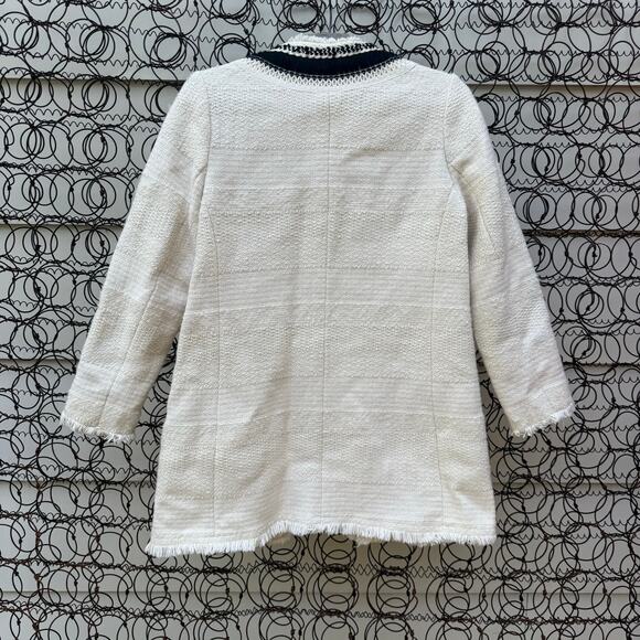 Chico's Textured Novelty Topper Long Sleeve Jacket Ivory Cream Black Size 0 - Picture 3 of 9